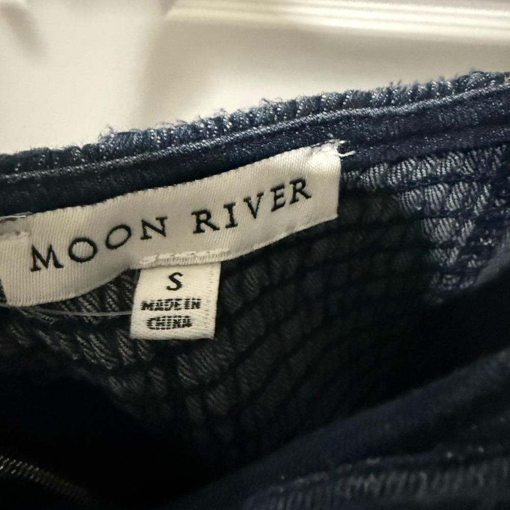 NWT- Moon River Midnight Blue Lace-Up Denim Dress - Picture 3 of 3